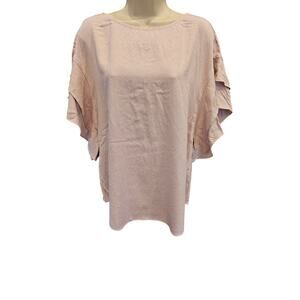 NWT Chicos 1 (M) pink Flutter sleeve shirt career casual comfort minimalist NEW